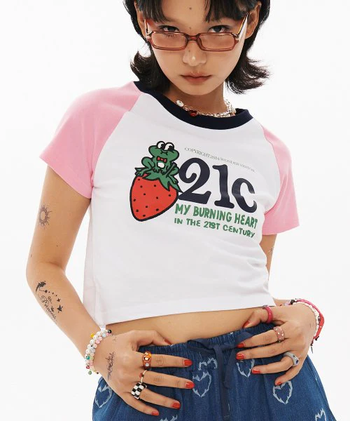 21C FROG RAGLAN CROP T-SHIRT