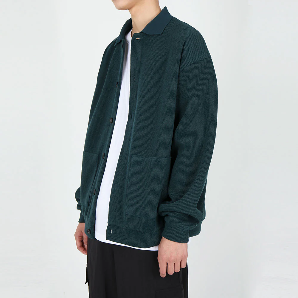 COLLAR KNIT FLEECE CARDIGAN