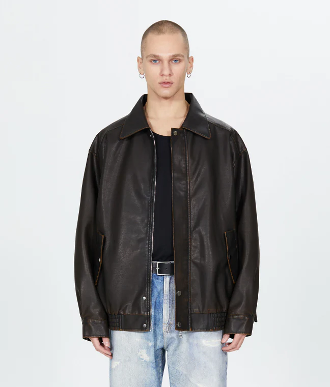 465-3 VINTAGE COATING LEATHER JACKET - Image 2