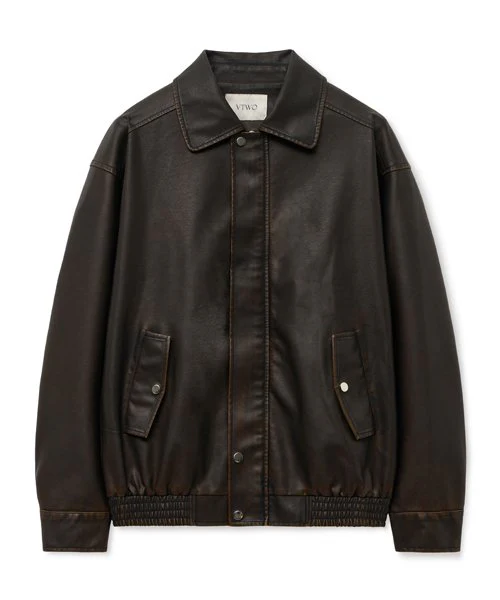 465-3 VINTAGE COATING LEATHER JACKET - Image 4