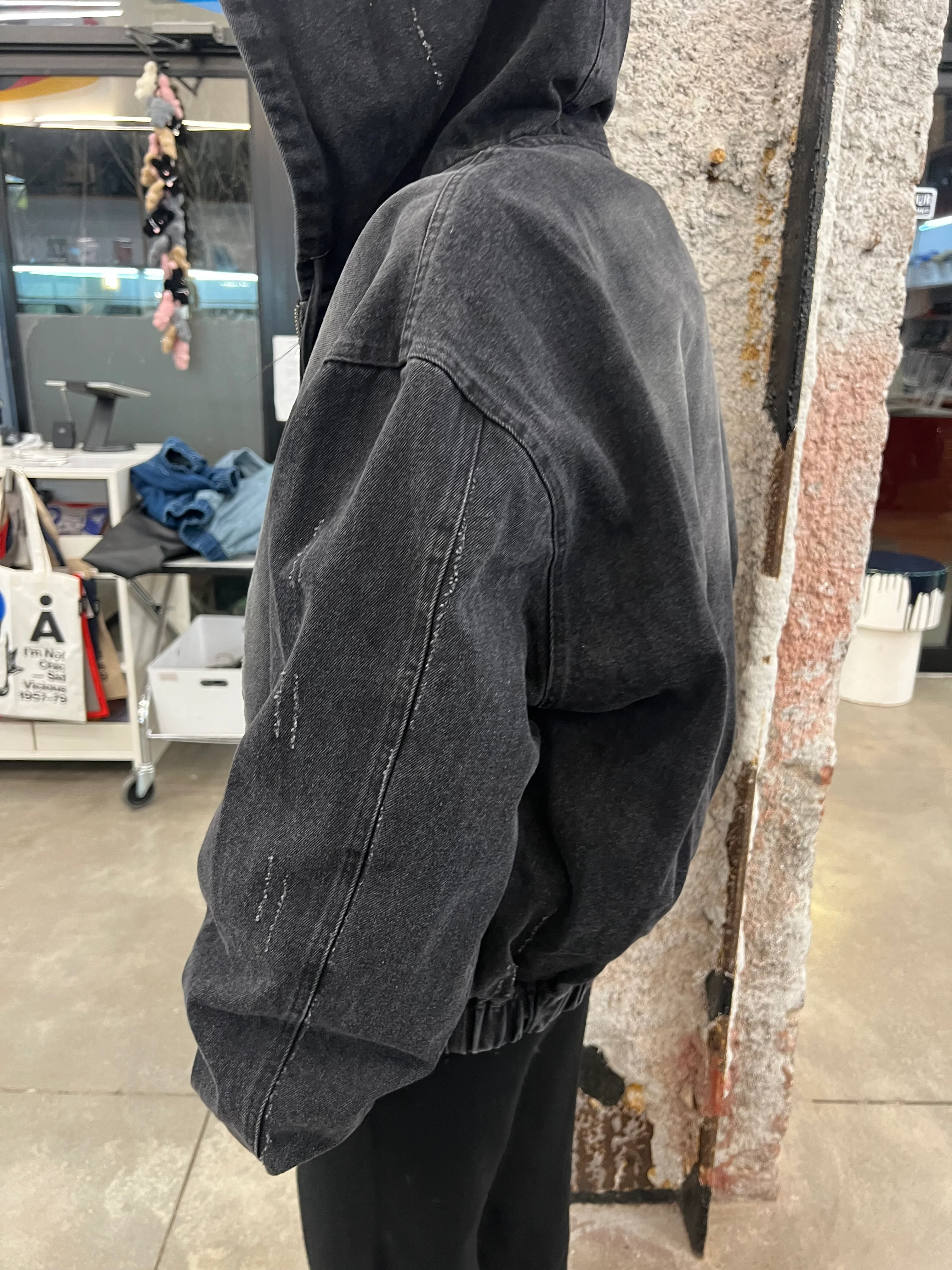 70285 DRAWING WASHED DENIM HOODED JACKET - Image 2