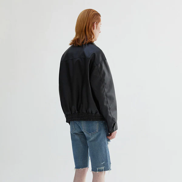 (ONLINE ONLY)8091# VEGAN LEATHER SINGLE BANDING JUMPER - Image 3