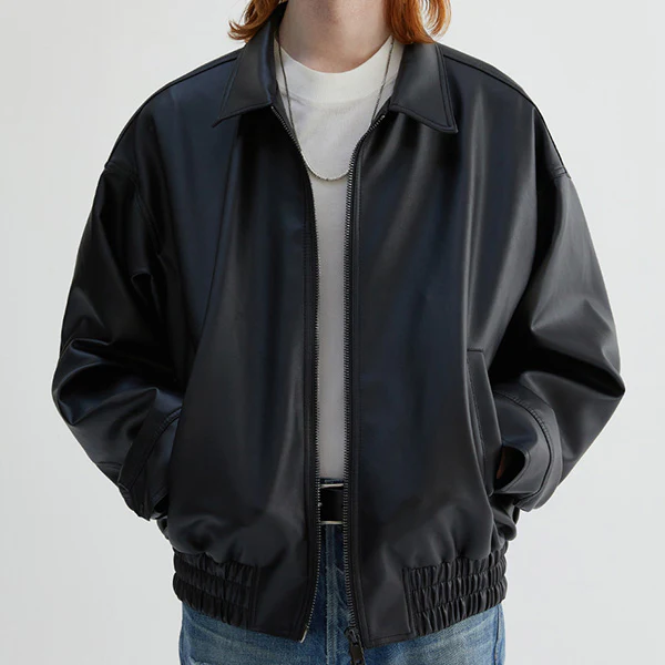 (ONLINE ONLY)8091# VEGAN LEATHER SINGLE BANDING JUMPER - Image 4