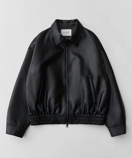 (ONLINE ONLY)8091# VEGAN LEATHER SINGLE BANDING JUMPER - Image 5