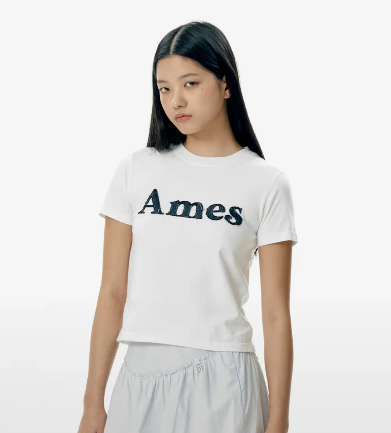BASIC LOGO DENIM APPLIQUE TEE