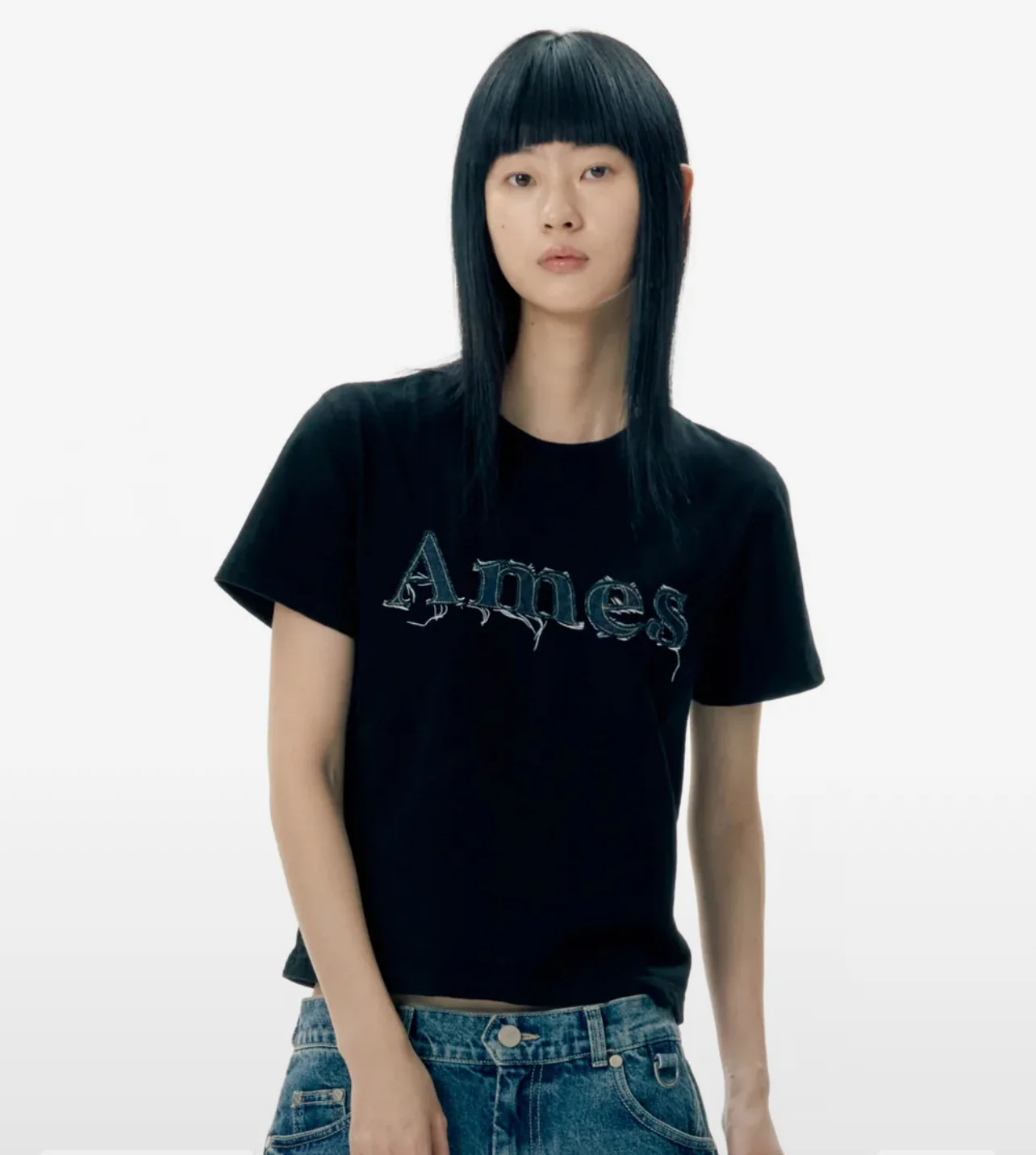 BASIC LOGO DENIM APPLIQUE TEE - Image 2