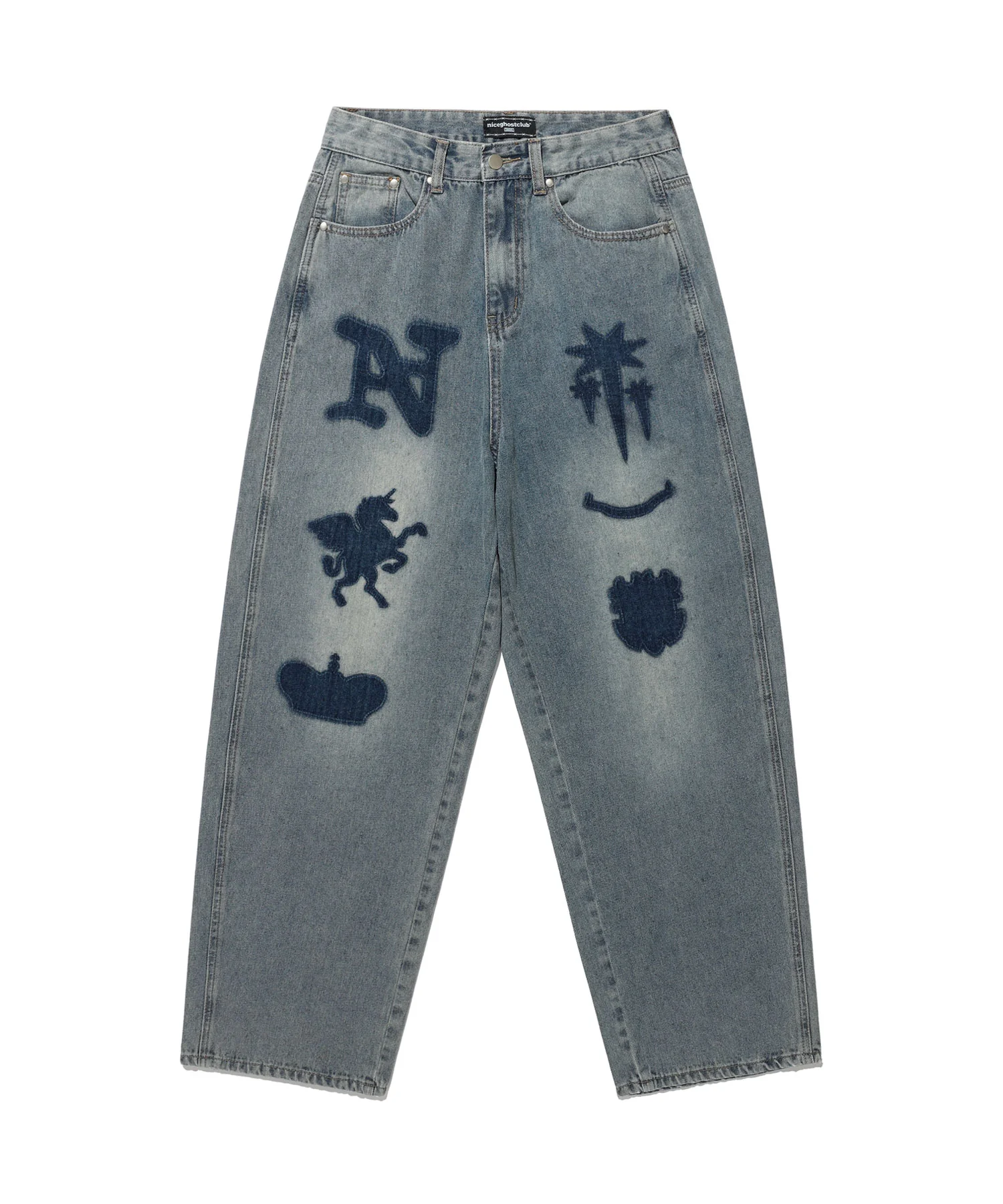 BIG WIDE WASHED EMBLEM JEANS - Image 3
