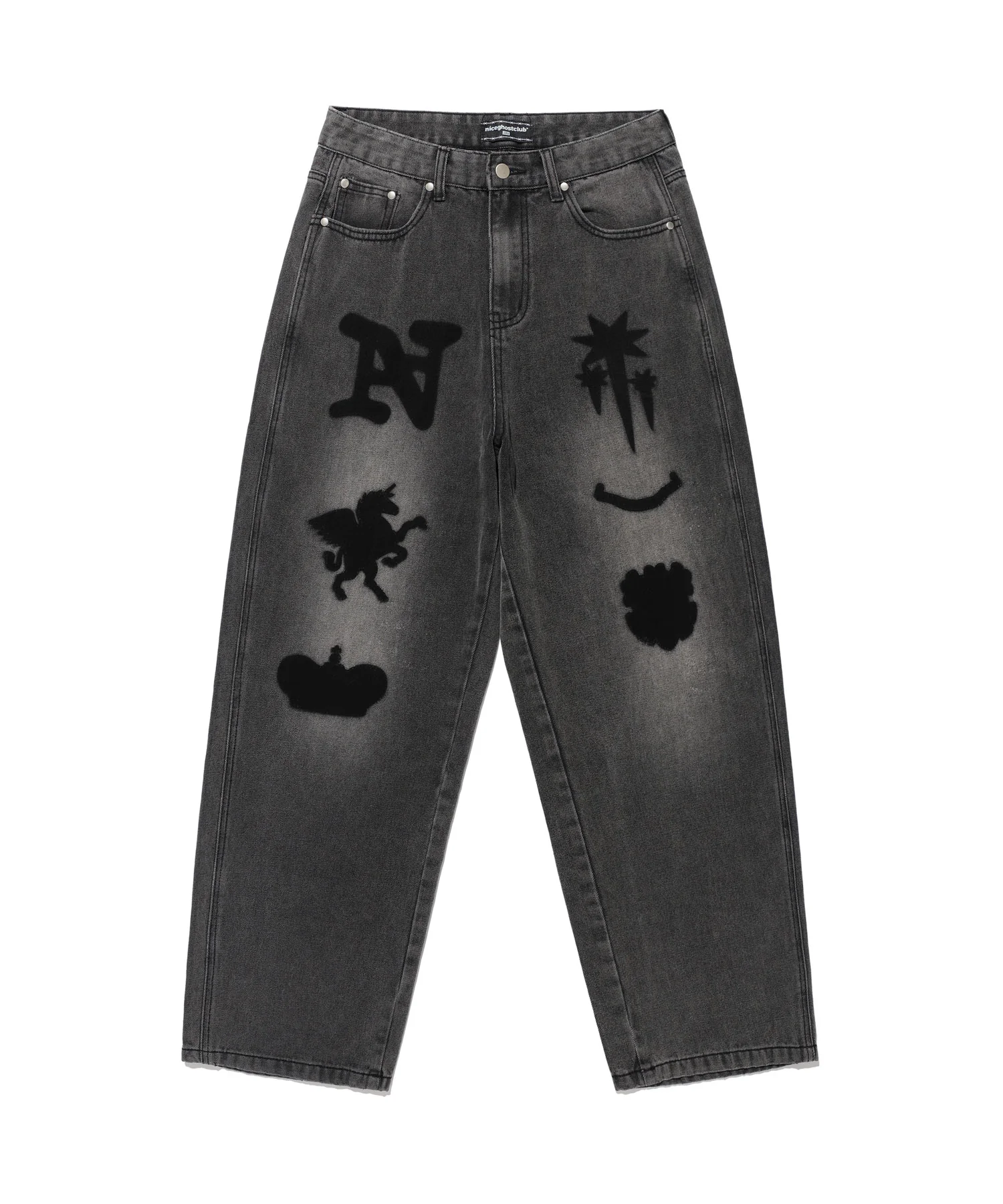 BIG WIDE WASHED EMBLEM JEANS - Image 5