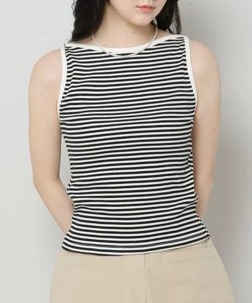 BOAT NECK STRIPE SLEEVELESS