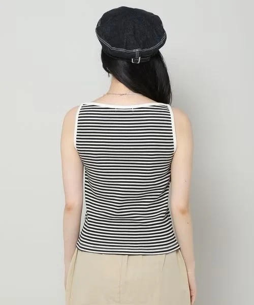 BOAT NECK STRIPE SLEEVELESS - Image 2