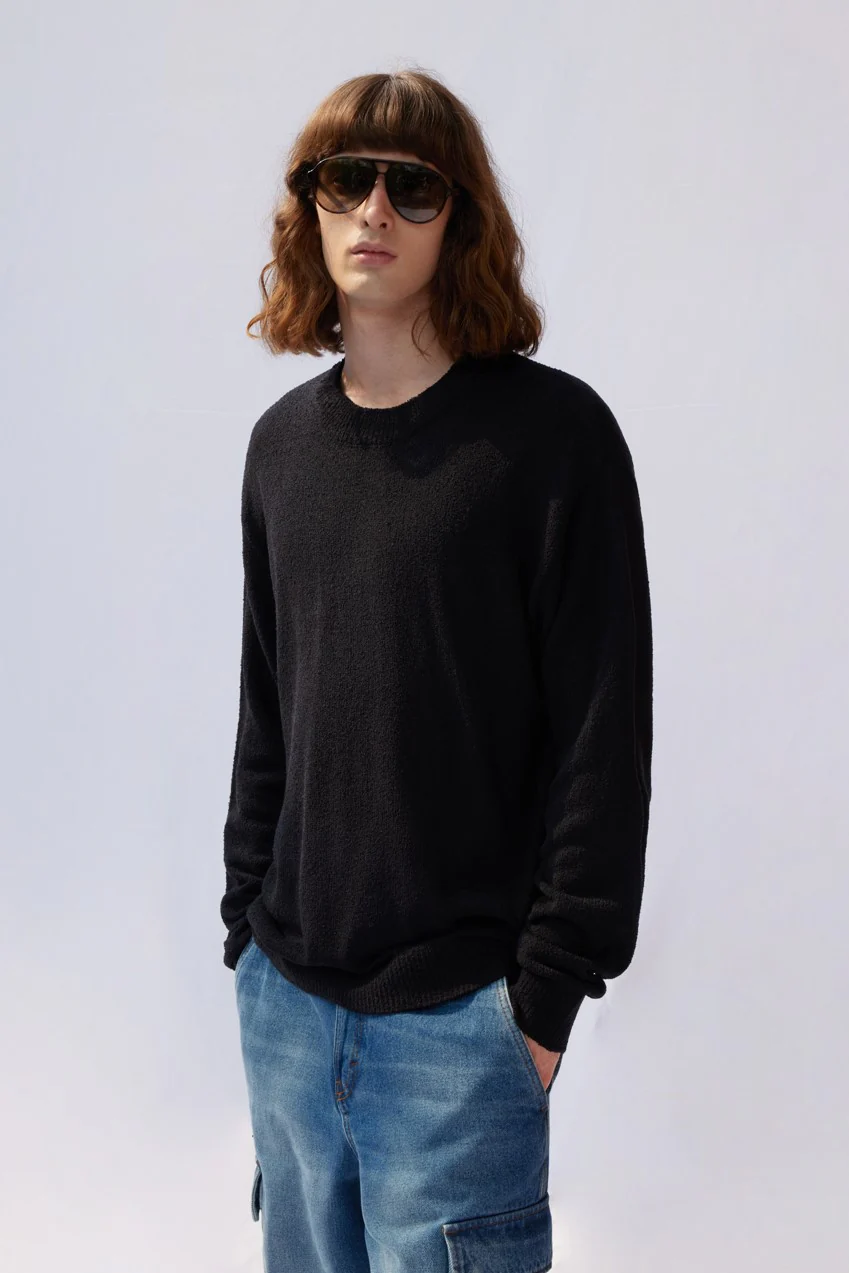 BOUCLE ROUND KNIT SWEATER - Image 2