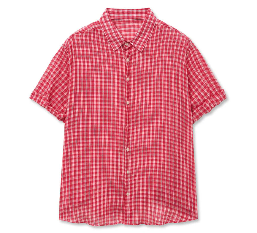 BOXY OVERFIT CHECK ROLLUP HALF SHIRT - Image 3
