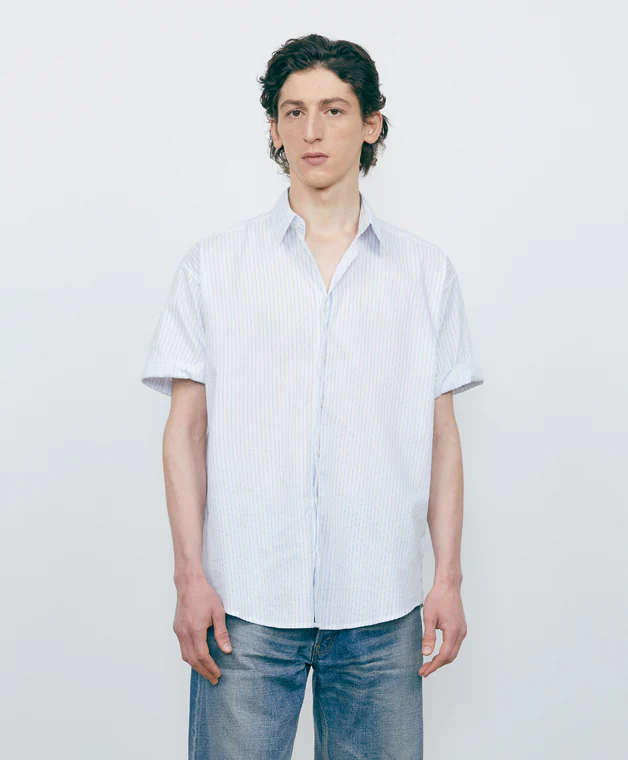 BOXY OVERFIT STRIPE ROLLUP HALF SHIRT - Image 3