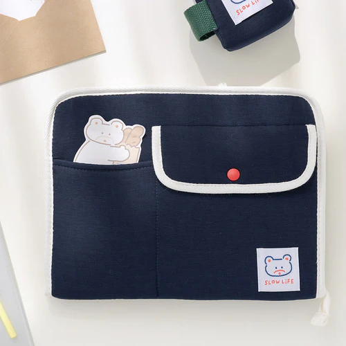 BRUNCH BROTHER 11TYPE COTTON IPAD POUCH_NAVY