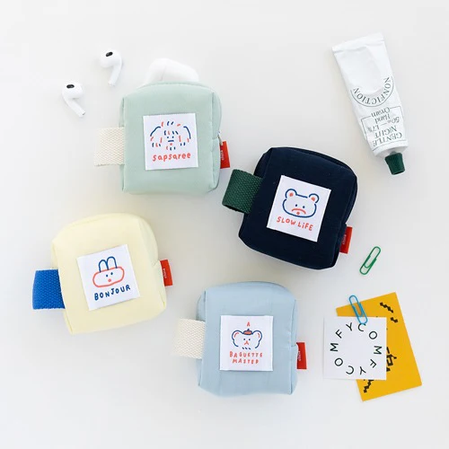 BRUNCH BROTHER COTTON AIRPODS POUCH_NAVY - Image 2