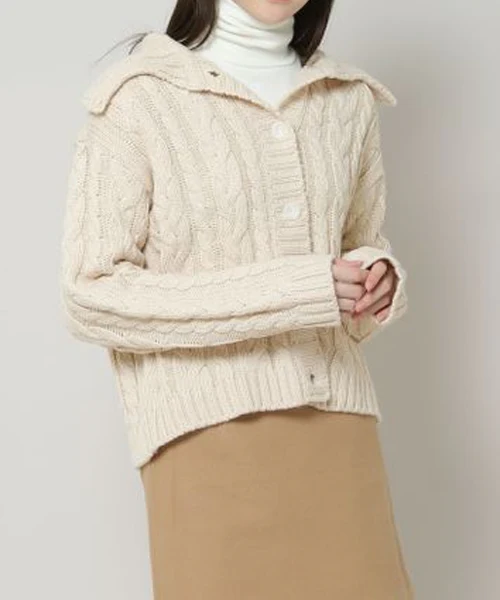 COLLAR CABLE KNIT CARDIGAN - Image 2