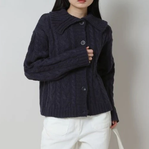 COLLAR CABLE KNIT CARDIGAN - Image 3
