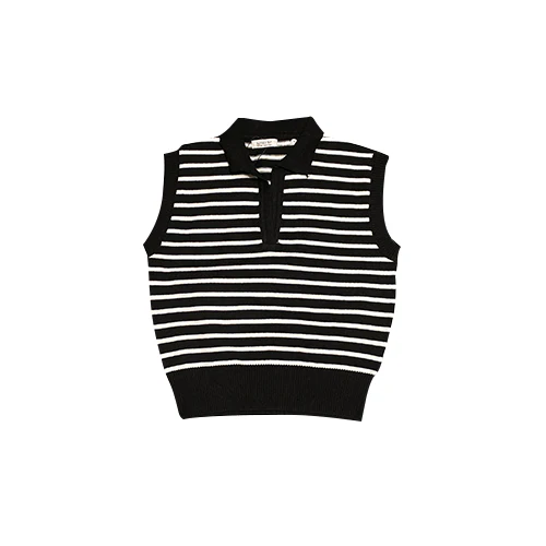 COLLAR V-NECK STRIPE KNIT VEST - Image 2
