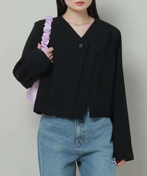 COLLARLESS CROP JACKET - Image 2