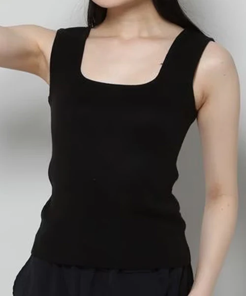 DAILY SQUARE NECK SLEEVELESS KNIT TOP - Image 2