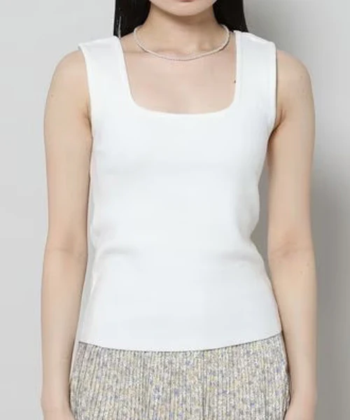 DAILY SQUARE NECK SLEEVELESS KNIT TOP - Image 4