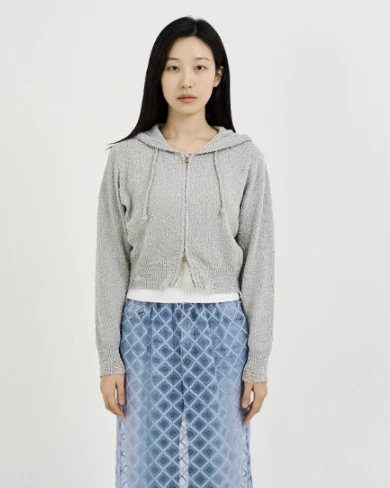 DAMAGE KNIT HOOD ZIP-UP
