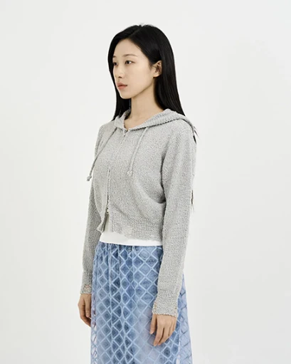 DAMAGE KNIT HOOD ZIP-UP - Image 2