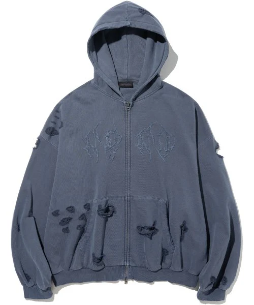 DESTROYED N4ND WILD LOGO PIGMENT HOOD ZIP UP - Image 3