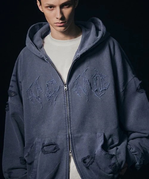DESTROYED N4ND WILD LOGO PIGMENT HOOD ZIP UP - Image 4