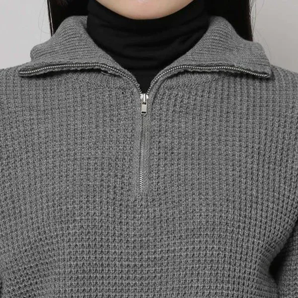 HALF ZIP-UP KNIT TOP - Image 7