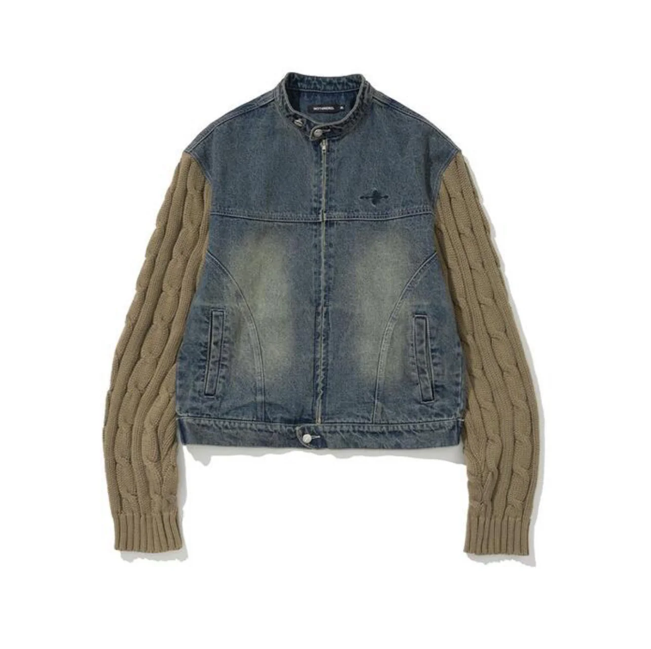 KNIT SLEEVE DENIM JACKET