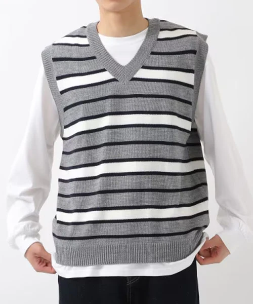 MEN'S STRIPED KNIT VEST