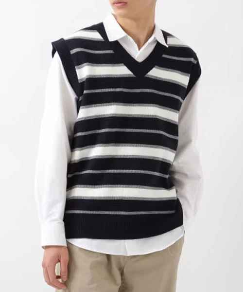 MEN'S STRIPED KNIT VEST - Image 2