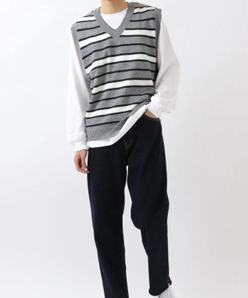 MEN'S STRIPED KNIT VEST - Image 3