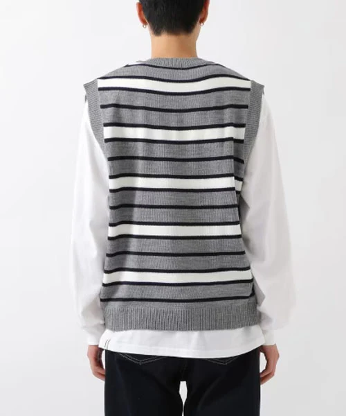 MEN'S STRIPED KNIT VEST - Image 4