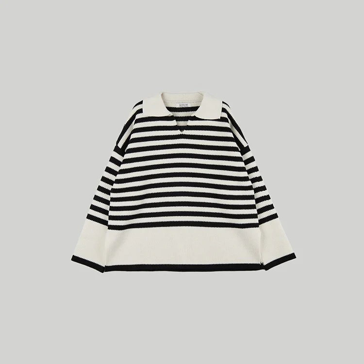 OVERFIT V-NECK STRIPE KNIT - Image 2