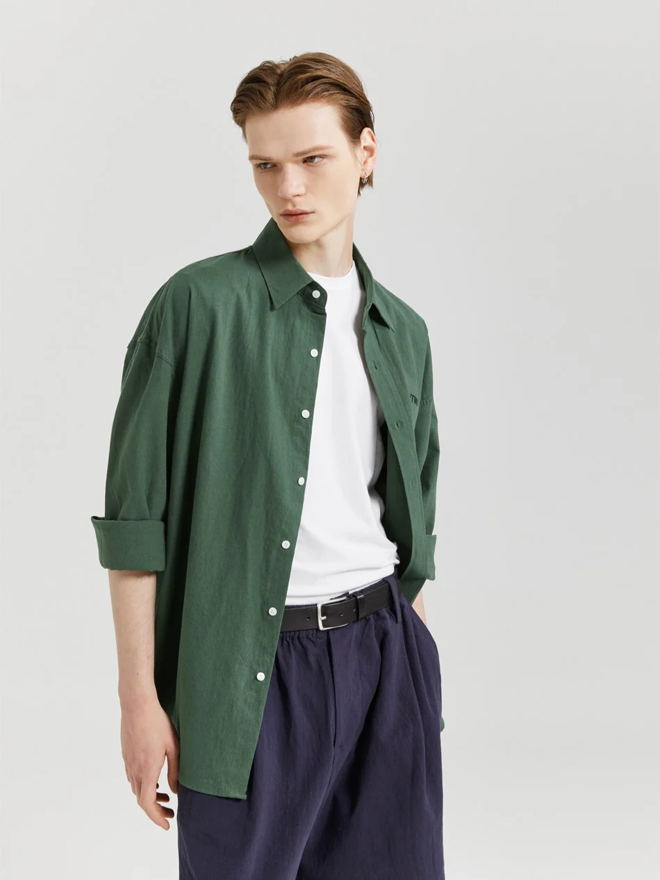 OVERSIZE LOGO LINEN SHIRT - Image 4