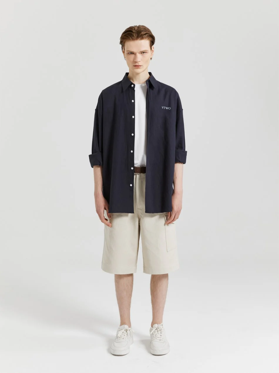 OVERSIZE LOGO LINEN SHIRT - Image 8