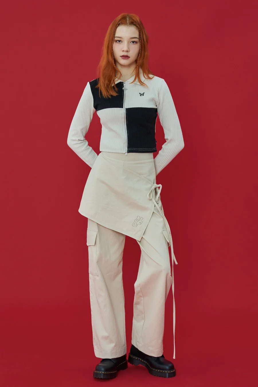 PATCHWORK CUTTING COLLAR ZIP-UP - Image 2