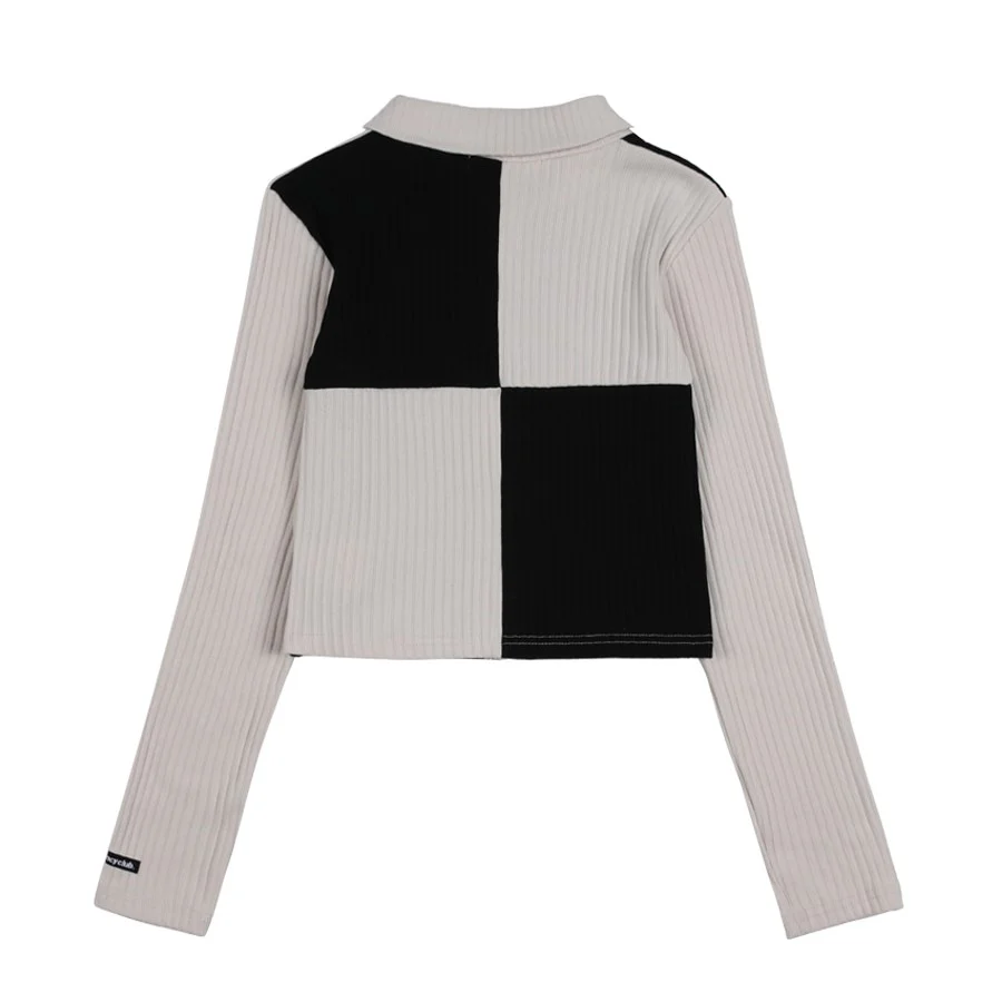 PATCHWORK CUTTING COLLAR ZIP-UP - Image 4
