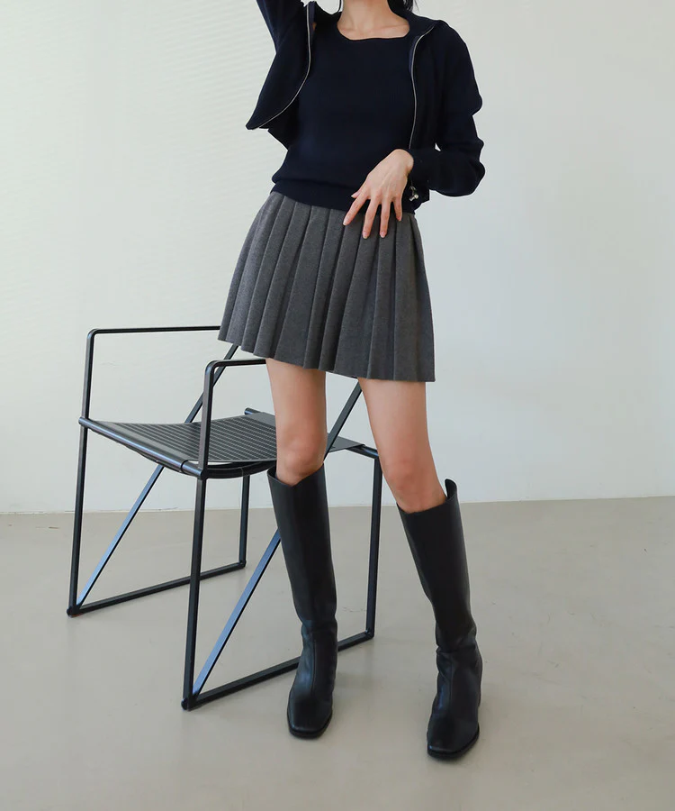 PLEATS BANDING KNIT SKIRT - Image 3