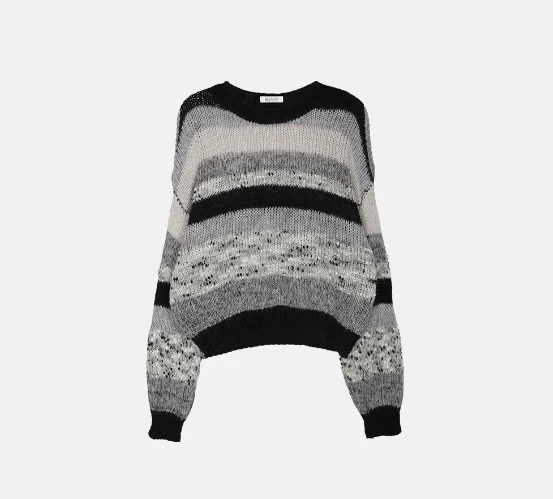 ROUND MIX STRIPE KNIT TOP