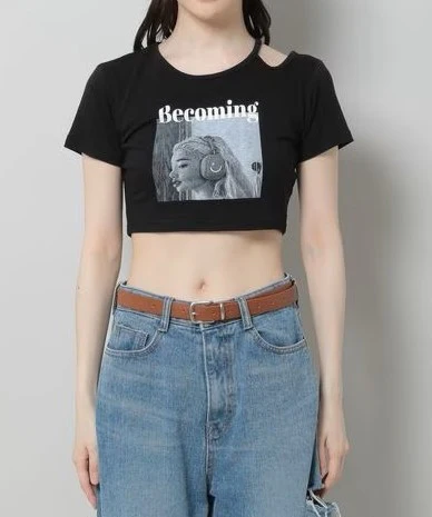 SHOULDER SLIT CROP TOP