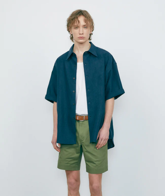 SOLID LINEN OVERFIT SHIRT JACKET