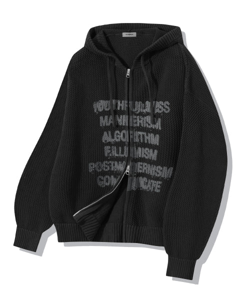 SPREAD PUNCHING KNIT HOOD ZIP UP - Image 3