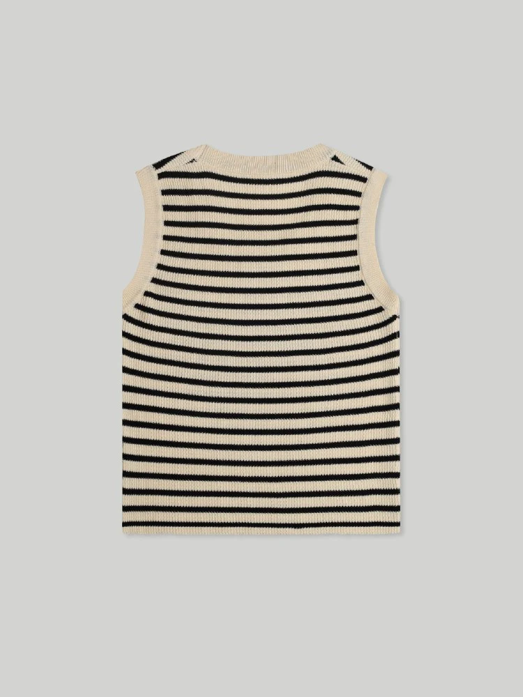 STRIPE SLEEVELESS CROP KNIT TOP - Image 4