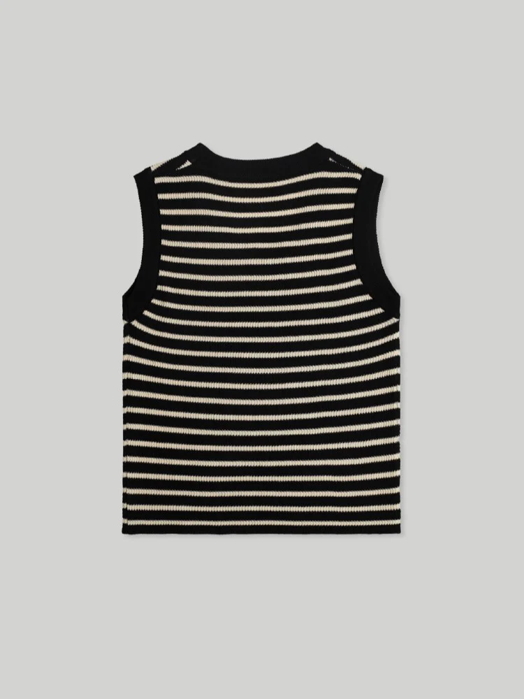 STRIPE SLEEVELESS CROP KNIT TOP - Image 6