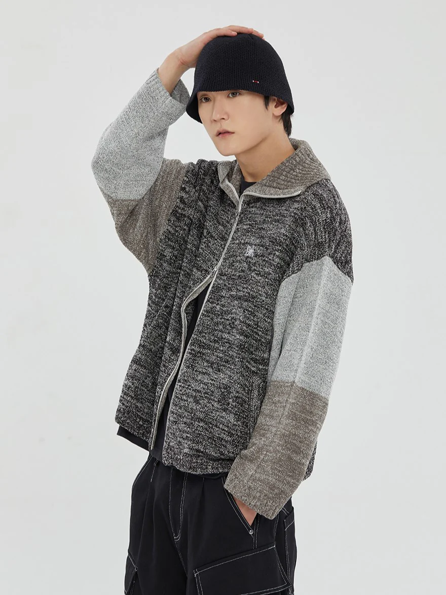 TONE VARIATION BOUCLE KNIT ZIP UP - Image 2