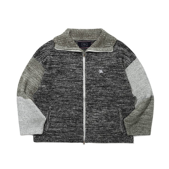 TONE VARIATION BOUCLE KNIT ZIP UP - Image 4