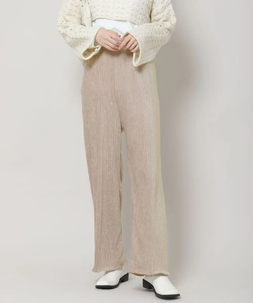 VELVET PLEATED SLIM PANTS - Image 2